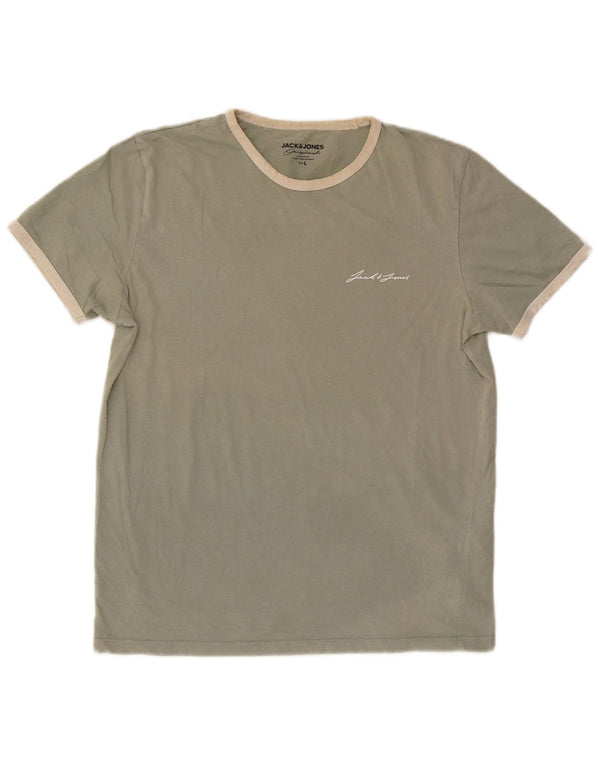 Jack & Jones Mens T-Shirt Top Large Green Cotton