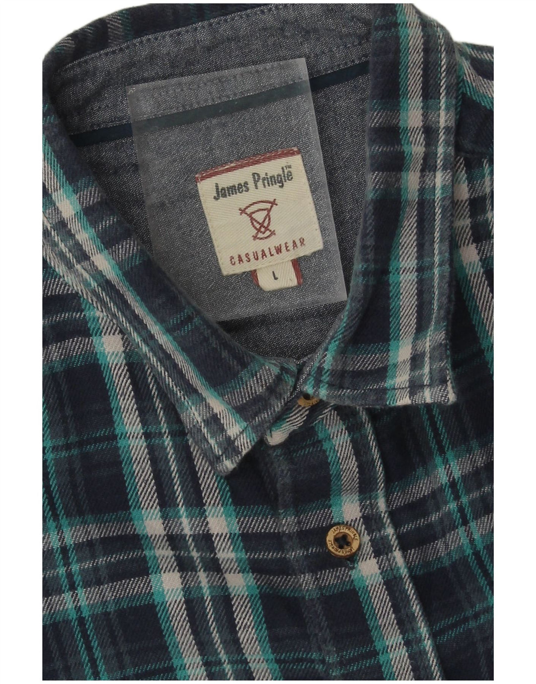 James Pringle Camisa de franela para hombre Algodón a cuadros azul marino grande
