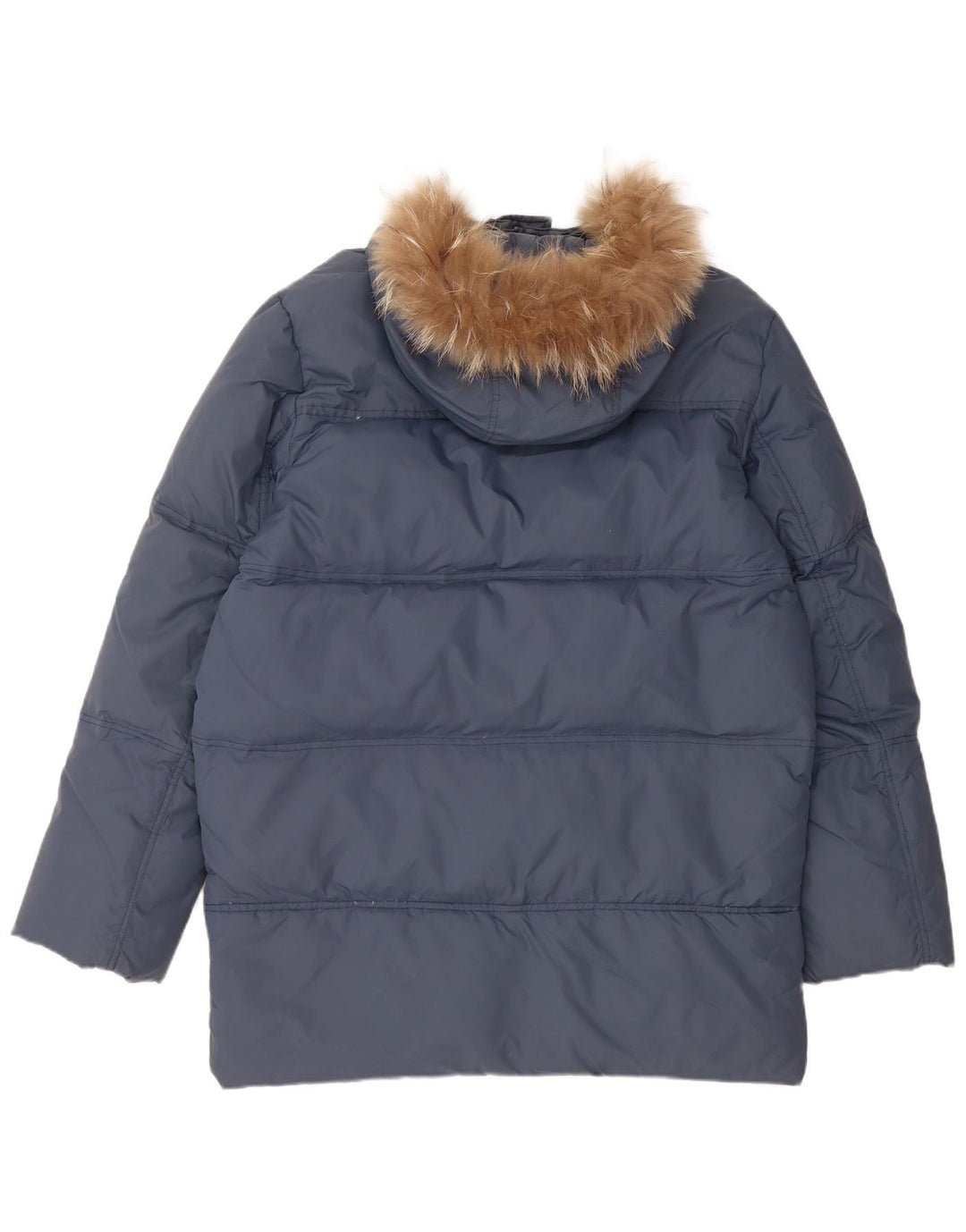 VINTAGE Hombres Loose Fit Abrigo acolchado con capucha Reino Unido 36 Pequeño Nylon Azul