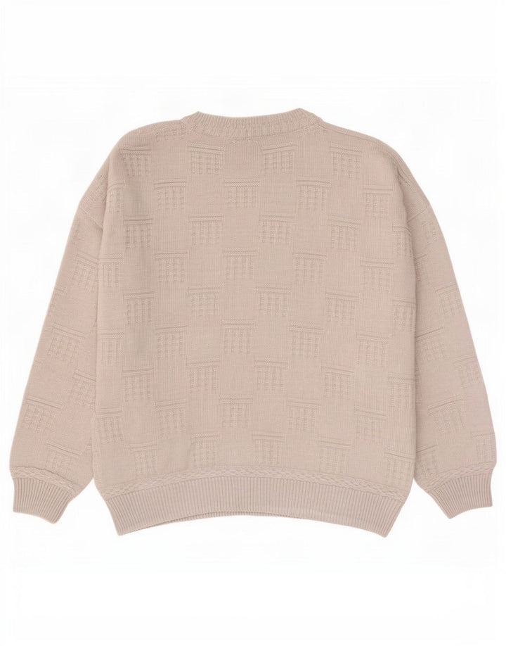 Paco Calvari Jersey De Cuello Redondo Para Hombre IT 50/52 Medium Blanco Geométrico