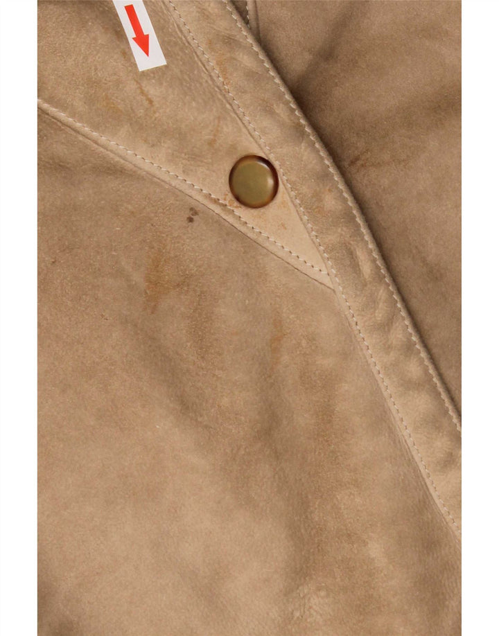 Vintage mujer 3/4 manga shearling abrigo Reino Unido 14 beige medio