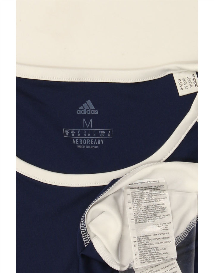 Adidas Hombre Aeroready Camiseta Superior Medio Azul Marino Colorblock Poliéster