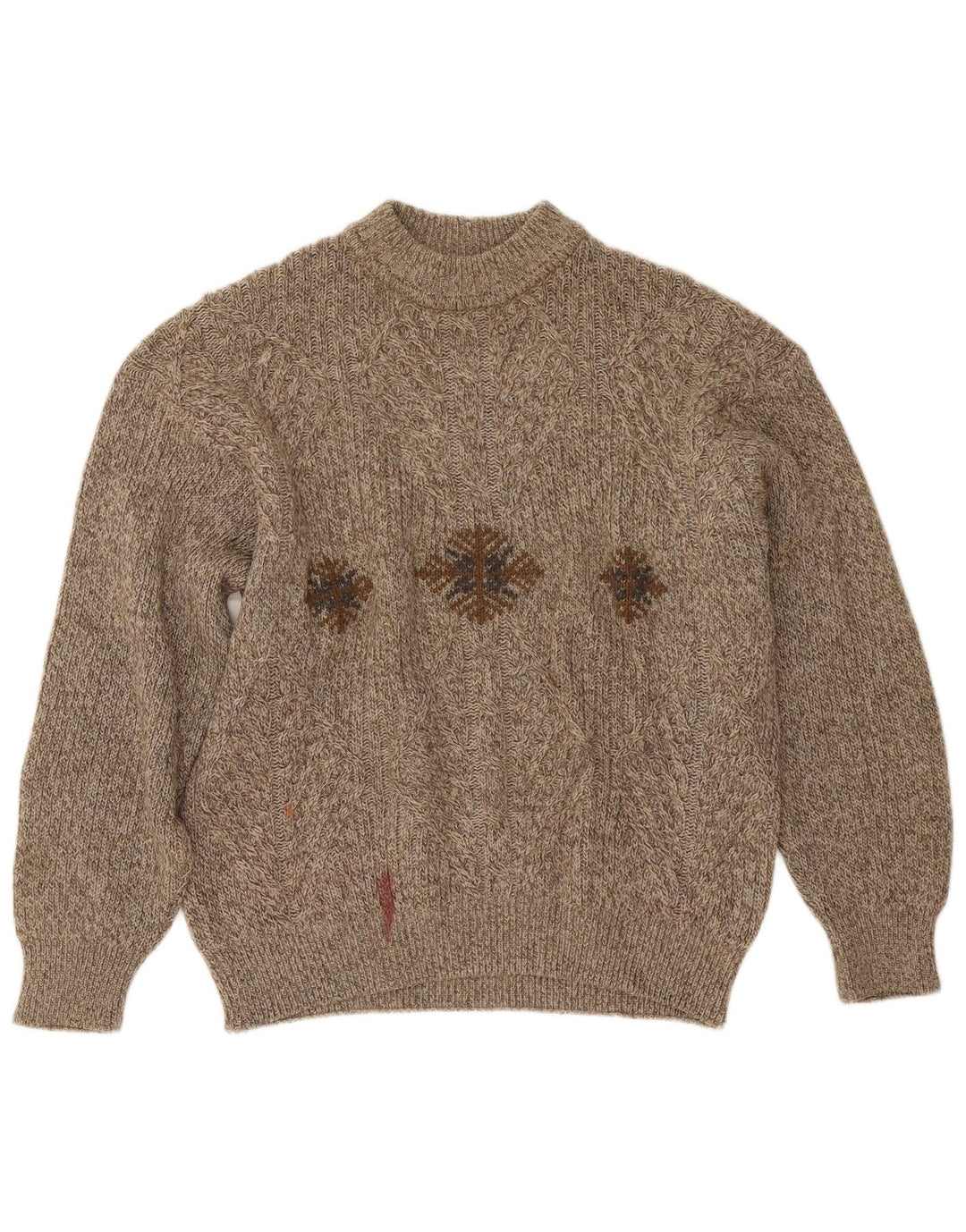 Cacharel Jersey De Cuello Redondo Para Hombre Suéter Grande Beige Fair Isle