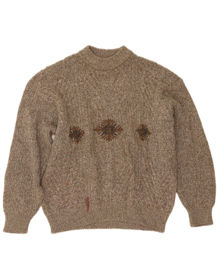 Cacharel Jersey De Cuello Redondo Para Hombre Suéter Grande Beige Fair Isle