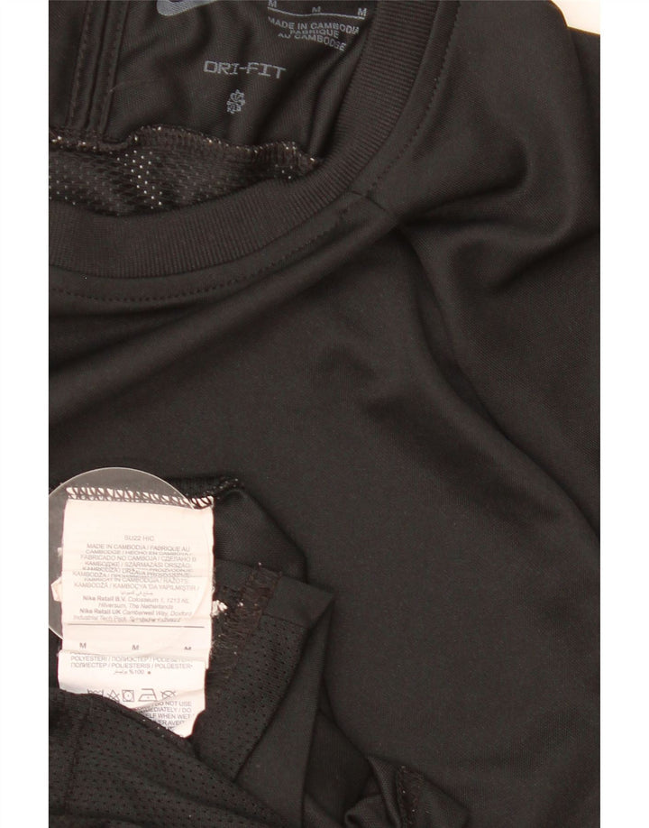 Camiseta Nike Dri Fit para hombre Top medio negro color block Poliéster