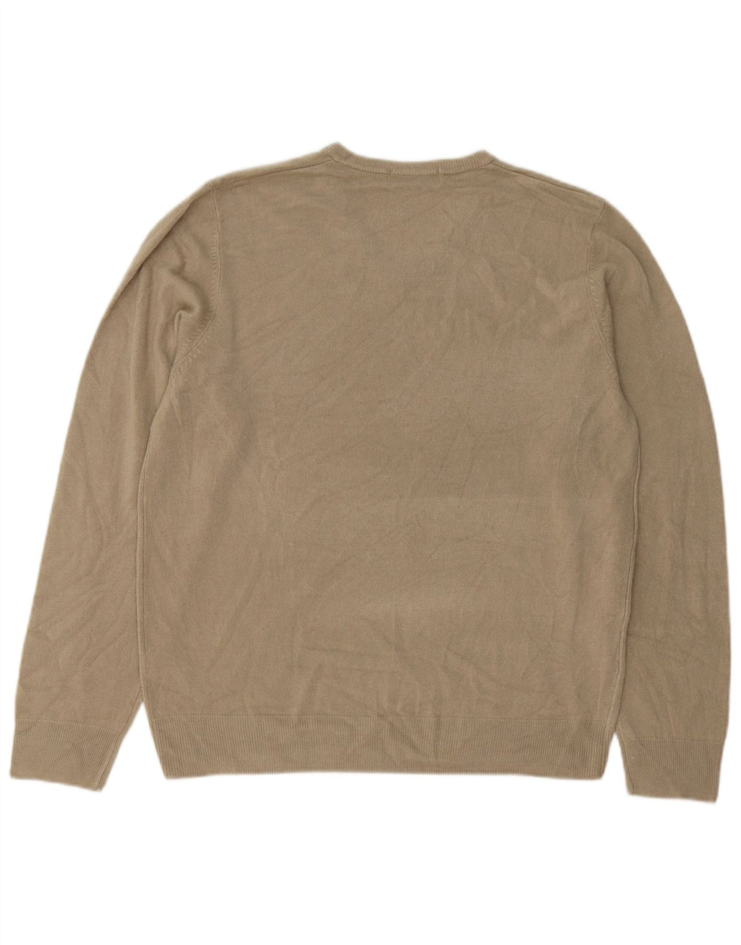 MARKS & SPENCER Suéter con cuello en V Blue Harbor para hombre, talla grande, color beige