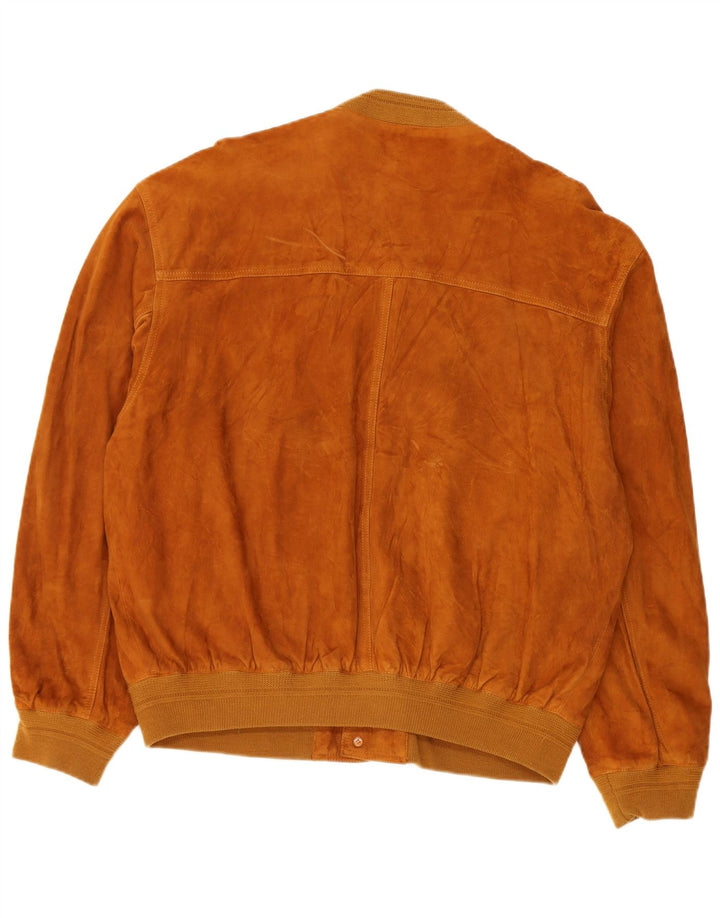 Vintage hombres ante bomber chaqueta IT 52 cuero marrón grande