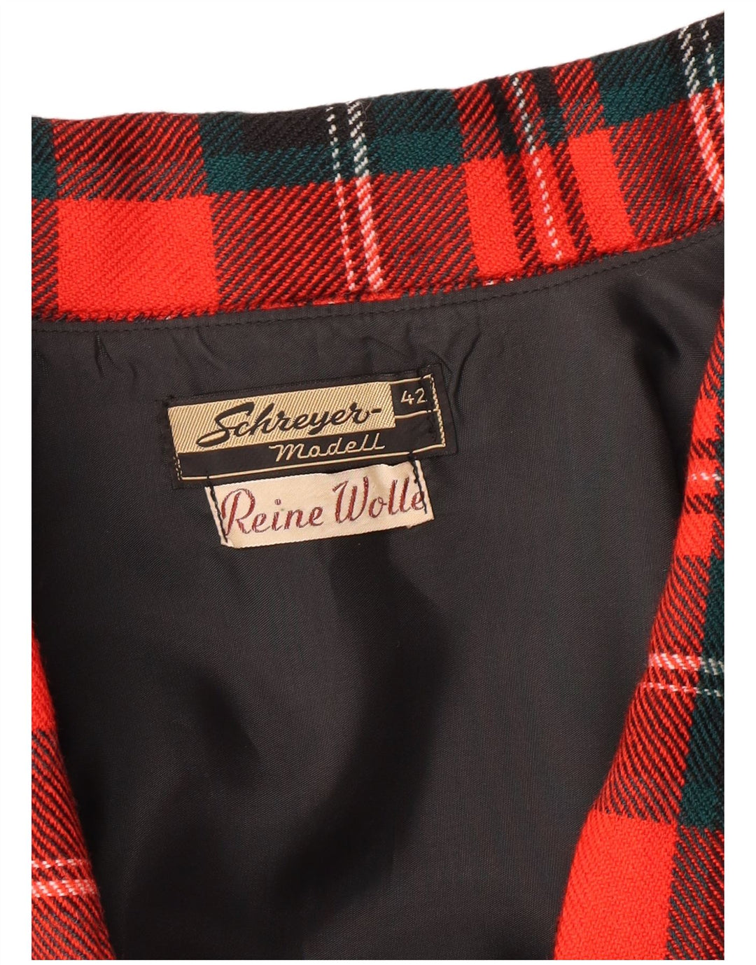 VINTAGE Conjunto de falda de 2 piezas para mujer EU 42 Grande W28 L23 Lana a cuadros rojos