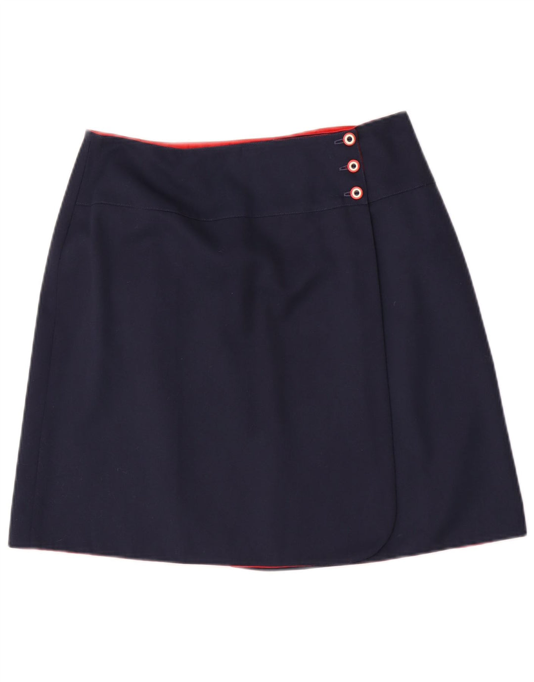 Vintage mujer reversible falda cruzada mediana W30 azul marino