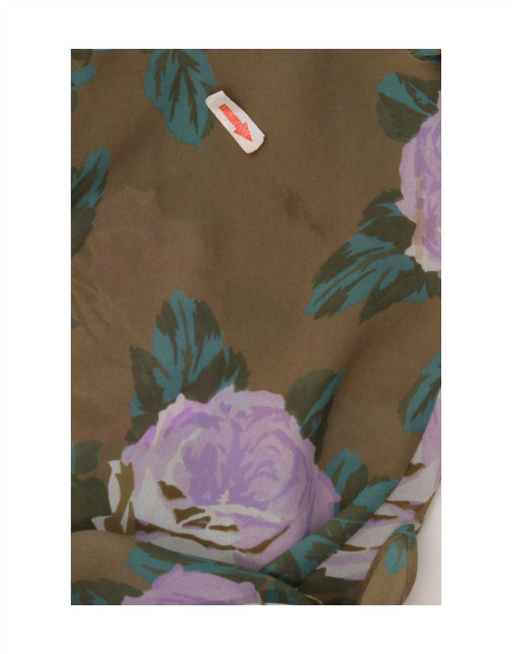 Marella Blusa corta cruzada para mujer UK 42 Poliéster floral marrón medio