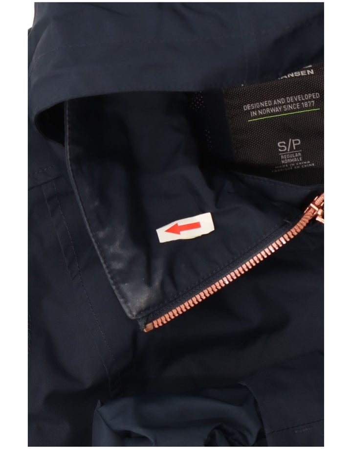 Helly Hansen Chubasquero con capucha y doble botonadura para mujer, talla S, azul marino
