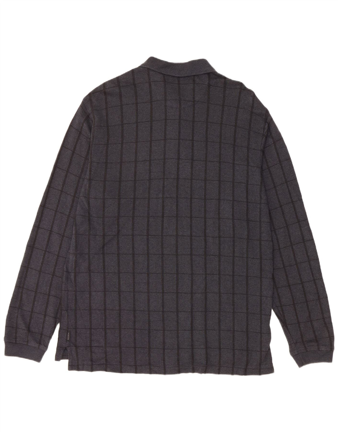 IZOD Polo de manga larga para hombre de algodón a cuadros gris grande