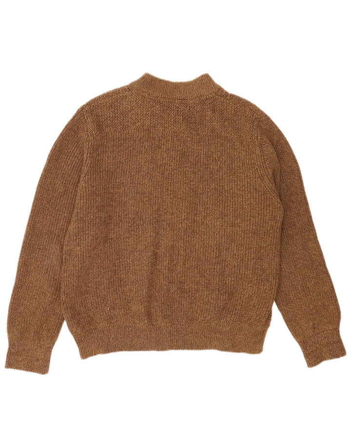 Eddie Bauer Suéter tipo jersey con cuello y botones para hombre marrón medio moteado