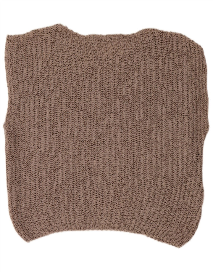 Zara Mujer Camiseta Sin Mangas De Gran Tamaño UK 10 Small Beige