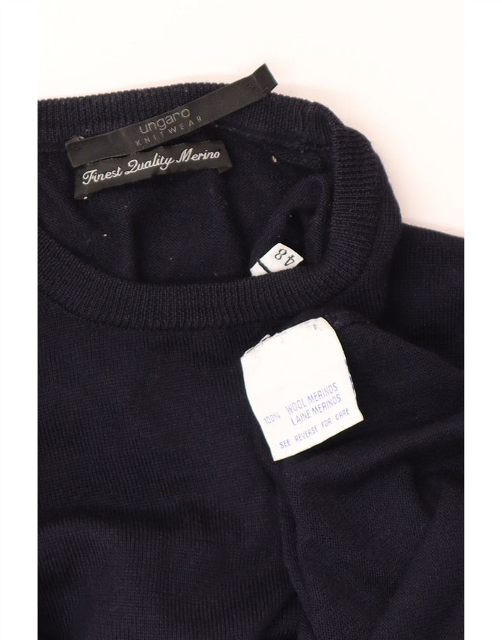 Ungaro Jersey De Cuello Redondo Para Hombre IT 48 Small Azul Marino Lana