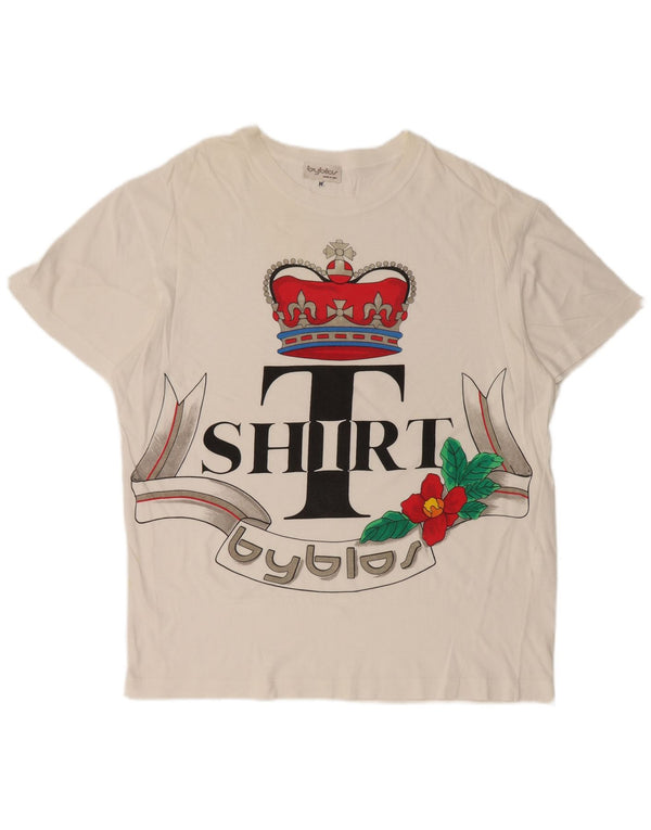Byblos Camiseta gráfica para mujer Top UK 44 Medium White