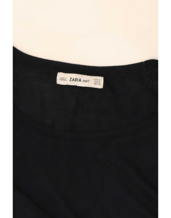 Zara - Jersey con cuello barco para mujer, talla 40, talla mediana, azul marino