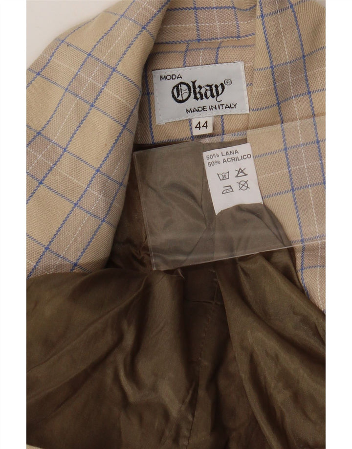 Okay Chaqueta tipo blazer de 2 botones para mujer IT 44 Lana a cuadros beige mediana