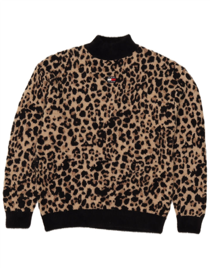 Tommy Hilfiger Suéter tipo jersey con cuello alto para mujer UK 14 Marrón medio