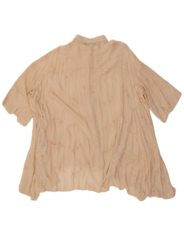 Zara Blusa camisera extragrande de manga corta para mujer UK 44 Medio Beige Floral