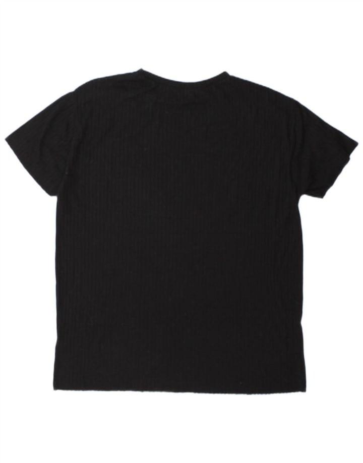 Zara Mujer Camiseta Extragrande Top UK 44 Medio Negro Poliéster
