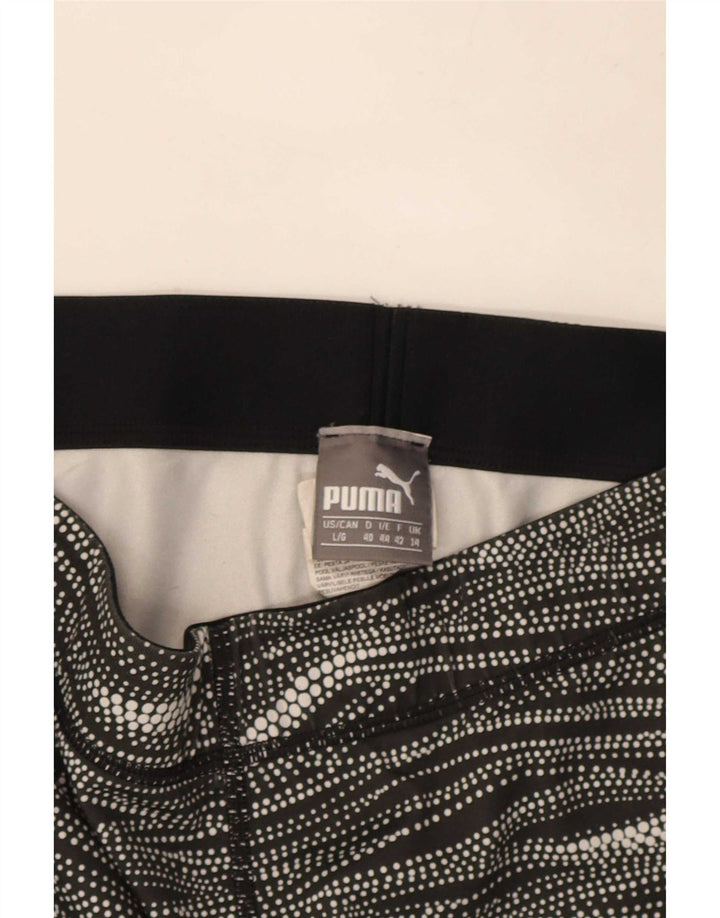 Puma Leggings capri para mujer UK 44 Poliéster a rayas negras medianas