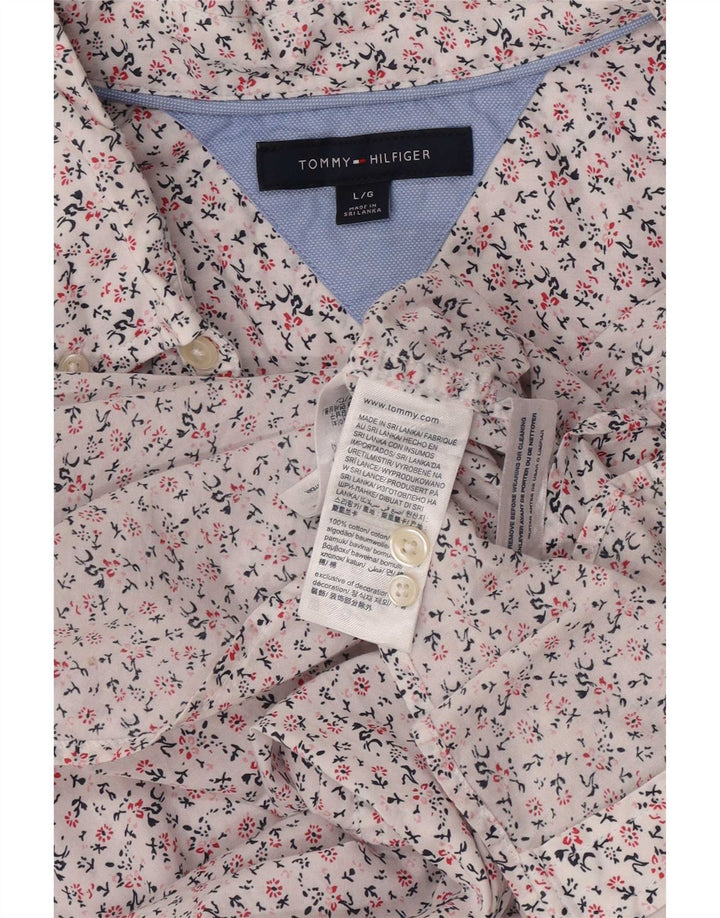 Camisa Tommy Hilfiger Hombre Grande Algodón Floral Blanco