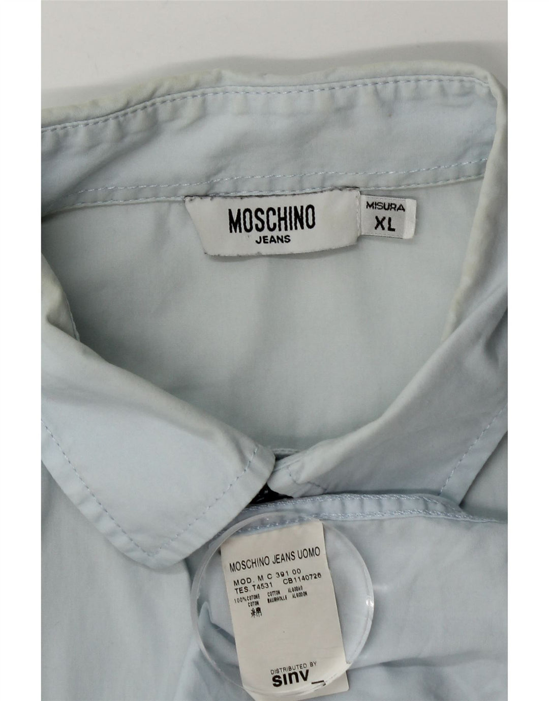 Camisa Moschino Hombre XL Algodón Azul