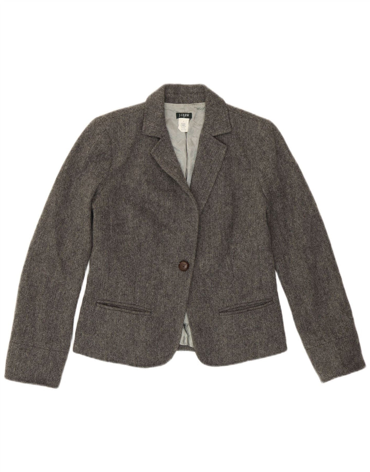 J. Crew Chaqueta tipo blazer con 1 botón para mujer US 4 Small Grey Herringbone Wool