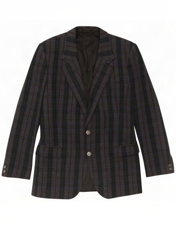 Marzotto Chaqueta tipo blazer de 2 botones para hombre UK 38 Medium Grey Plaid
