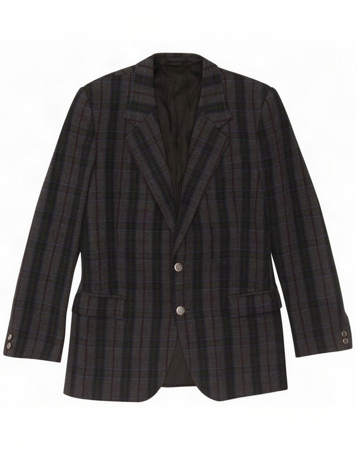 Marzotto Chaqueta tipo blazer de 2 botones para hombre UK 38 Medium Grey Plaid