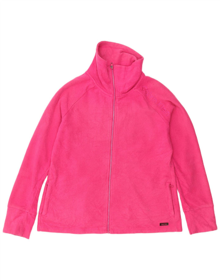 Calvin Klein Chaqueta de forro polar gráfica para mujer UK 18 XL Poliéster rosa