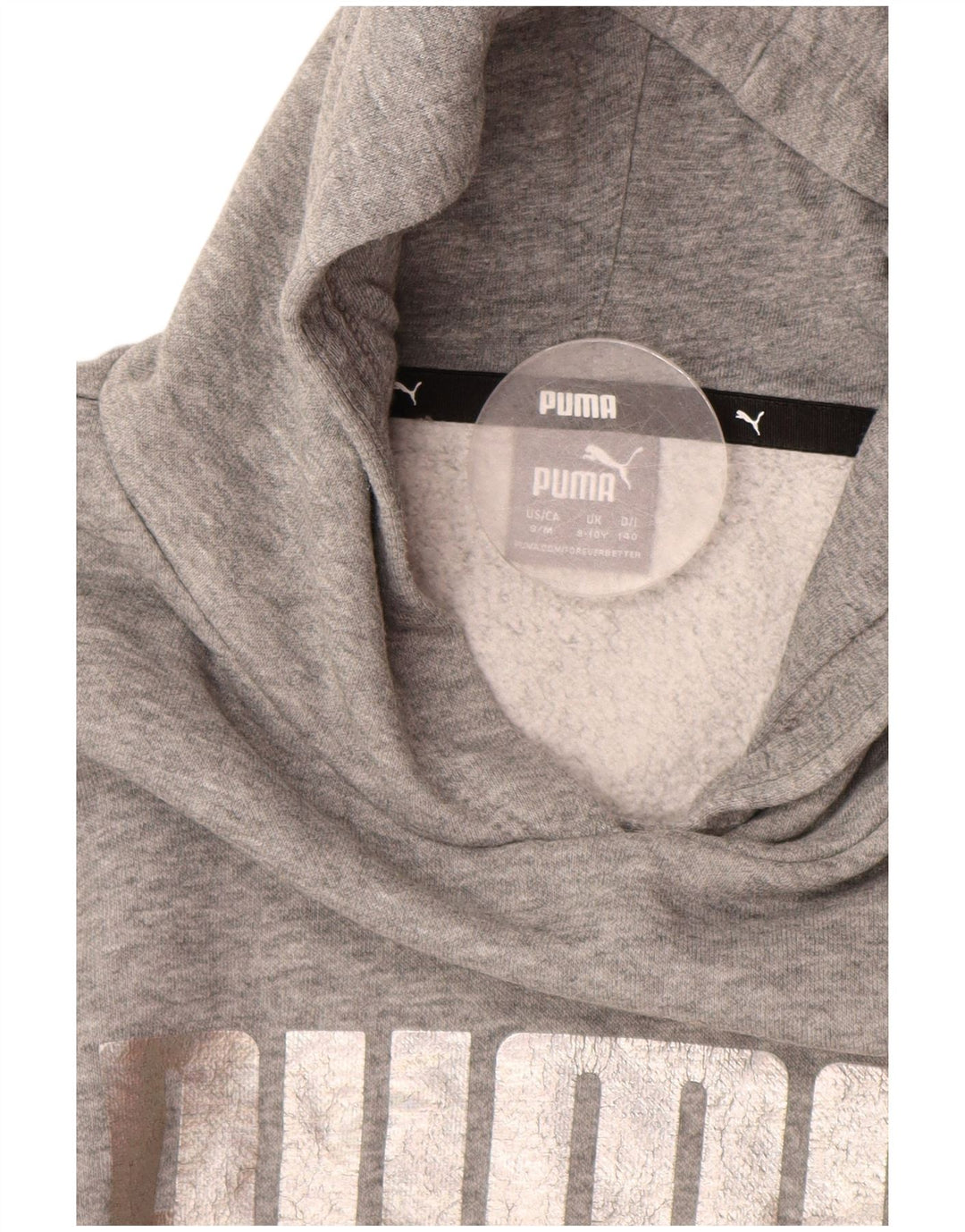 PUMA Jersey con capucha y gráfico corto para niñas 9-10 años Algodón gris