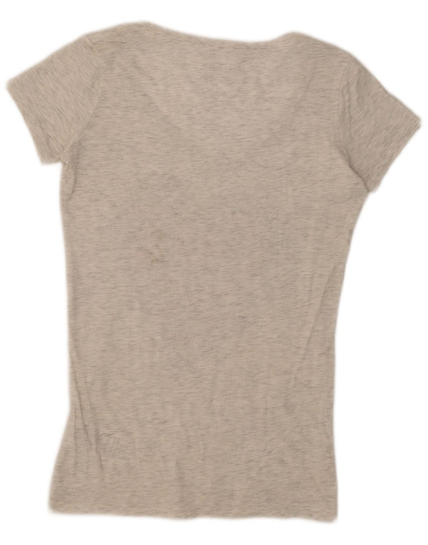 Guess Camiseta gráfica para mujer Top UK 8 Small Grey Moteado