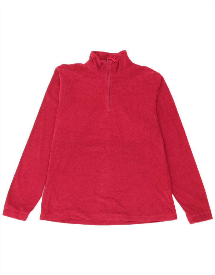 Mountain Essentials Jersey de forro polar con cuello y cremallera para mujer, talla 40, poliéster rojo grande