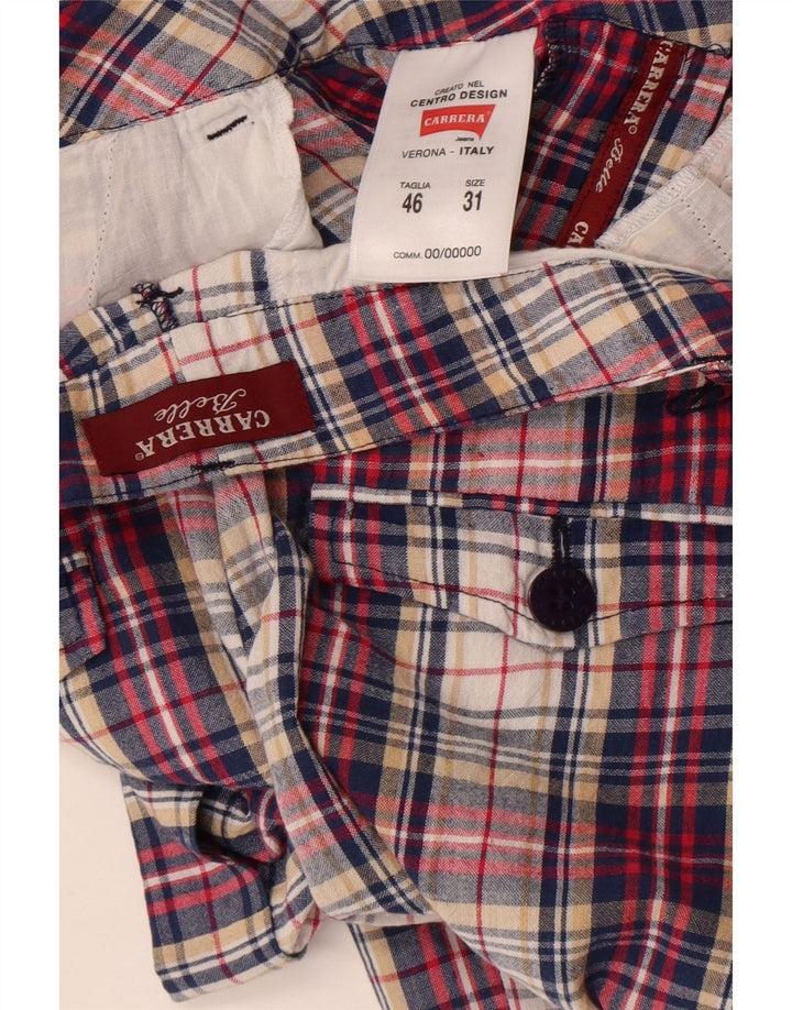 Carrera - Pantalones cortos chinos para mujer, talla grande, W31, algodón a cuadros multicolor