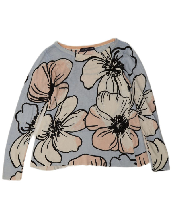 Marks & Spencer Blusa para Mujer Top UK 8 Small Azul Floral Algodón