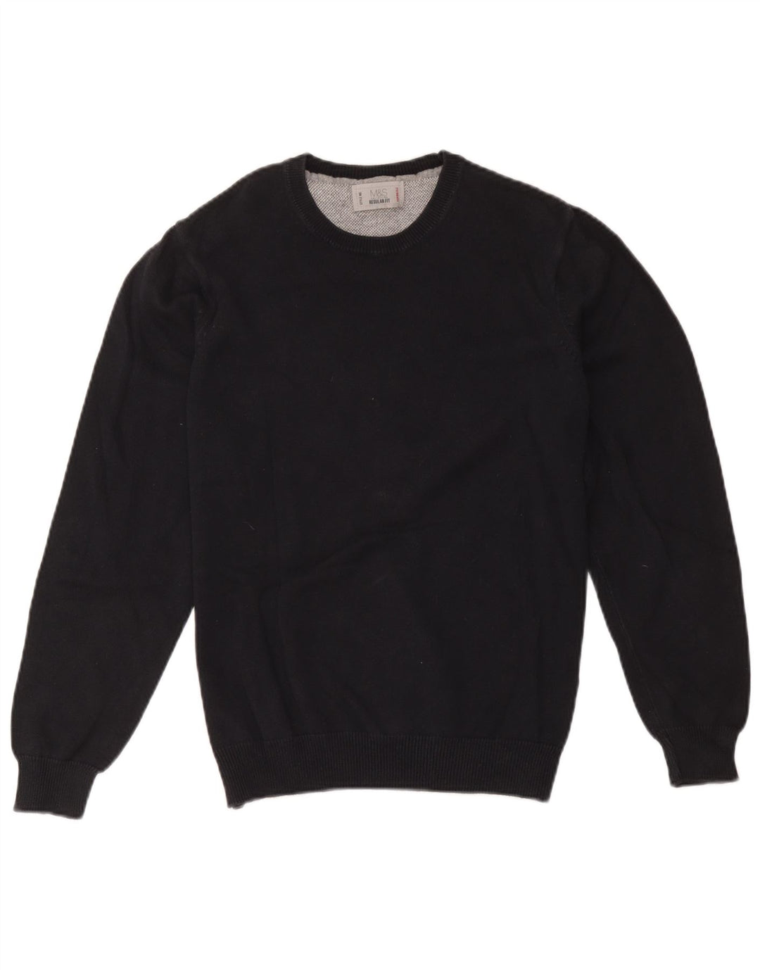 Marks & Spencer Suéter tipo jersey con cuello redondo y ajuste regular para hombre Negro mediano