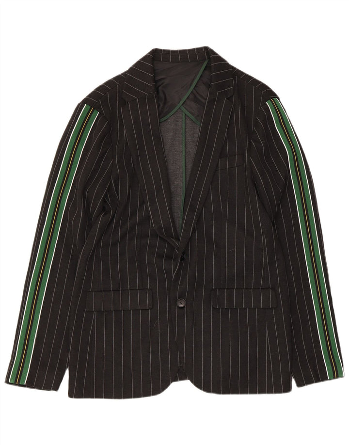 Zara Chaqueta tipo blazer de 2 botones para hombre UK 40 Grande Poliéster a rayas negras