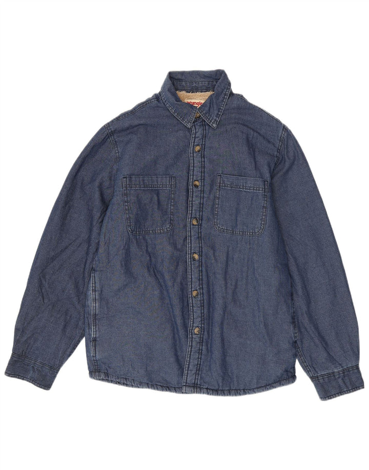 WRANGLER Mens Sherpa Jacket UK 36  Small Blue Cotton