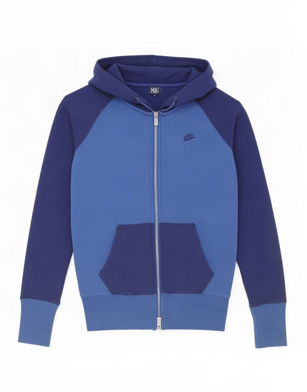 Nike Sudadera con capucha y cremallera para hombre UK 10 Small Azul Colorblock Algodón
