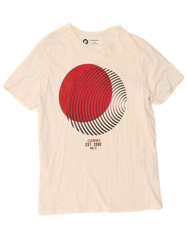 Jack & Jones - Camiseta gráfica para hombre, talla grande, algodón blanco