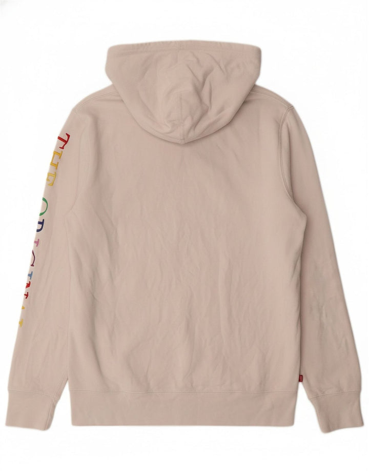 LEVI'S Mens Graphic Hoodie Jumper Medium Off White Cotton