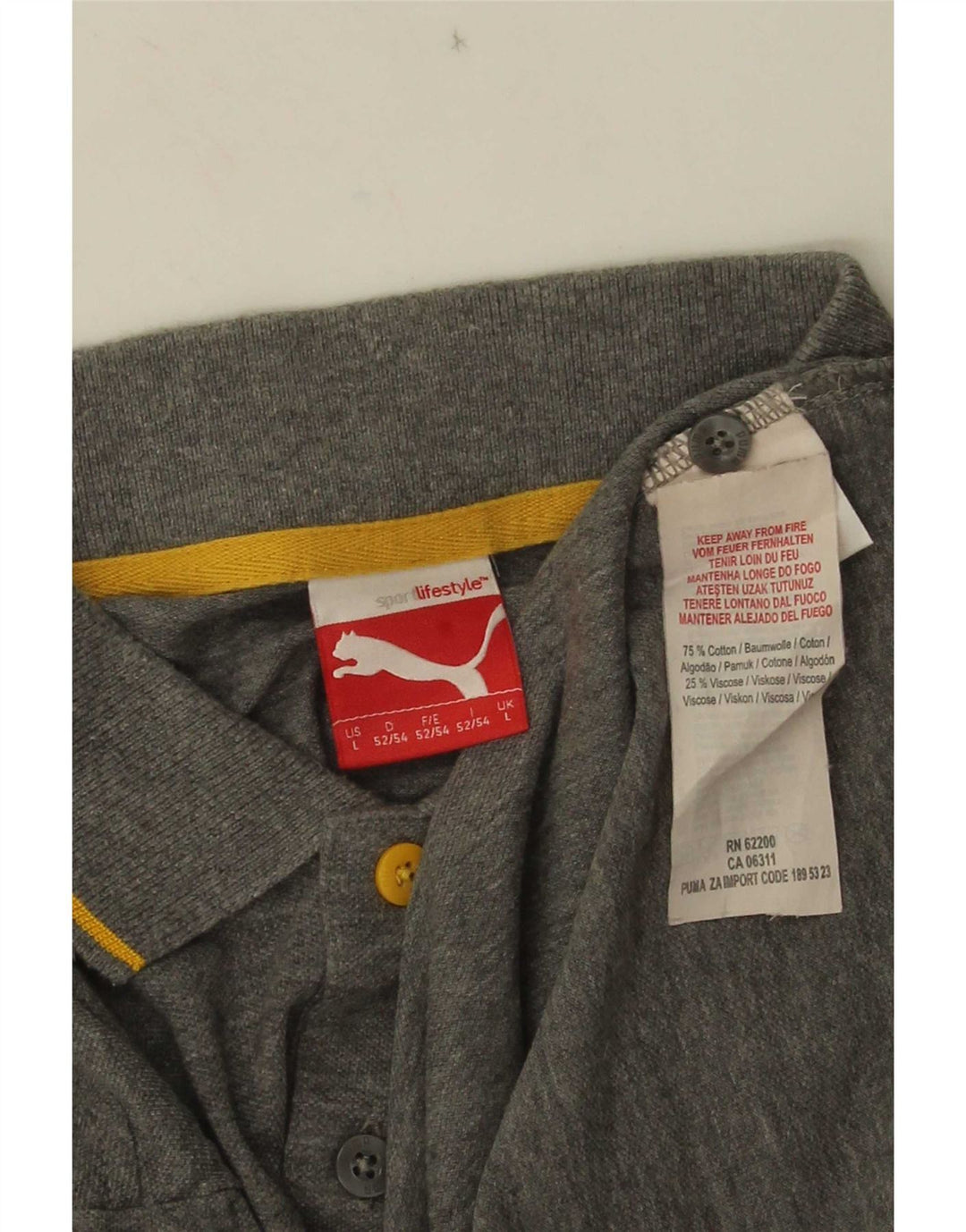 Puma Polo para hombre de algodón a rayas gris grande