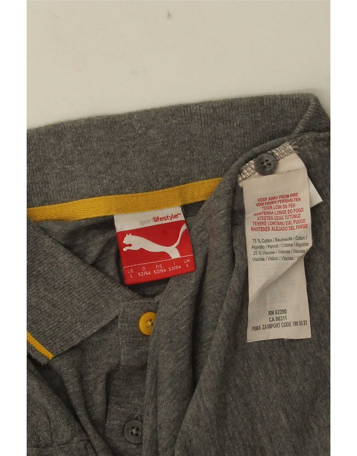 Puma Polo para hombre de algodón a rayas gris grande