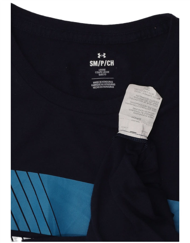UNDER ARMOUR Camiseta gráfica para hombre Top Small Azul marino Algodón
