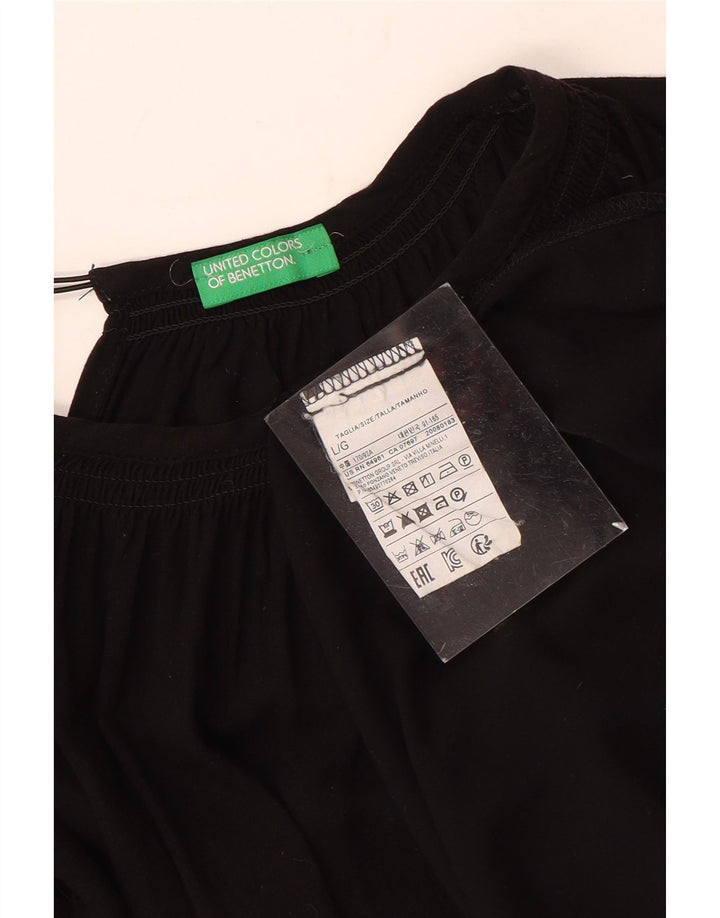 Benetton Blusa Extragrande Mujer UK 46 Large Viscosa Negra