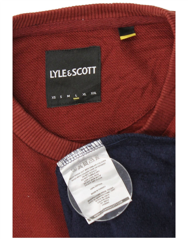 Lyle & Scott Hombre Sudadera Jumper Large Azul Marino Colorblock Algodón