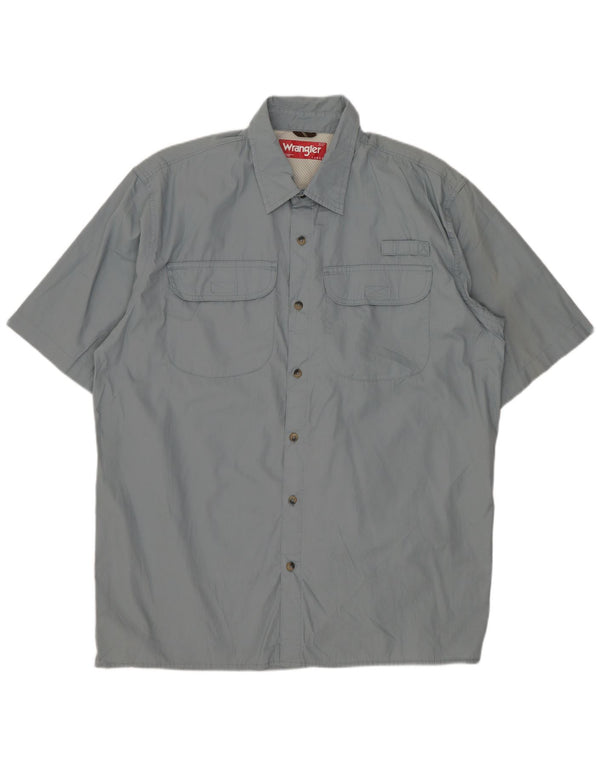 Wrangler Camisa de manga corta para hombre de algodón gris grande