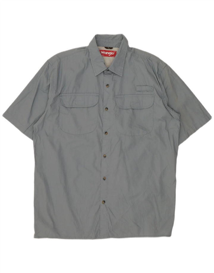 Wrangler Camisa de manga corta para hombre de algodón gris grande